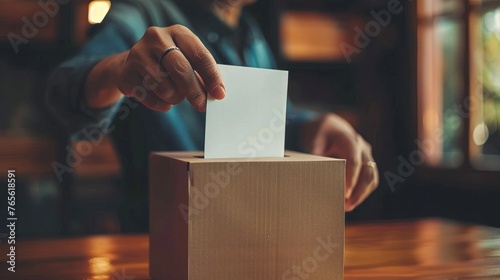 The image shows a voting box and symbolizes an election. photo