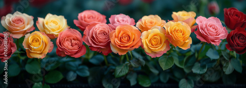 Farbenfrohe Rosen in Nahaufnahme