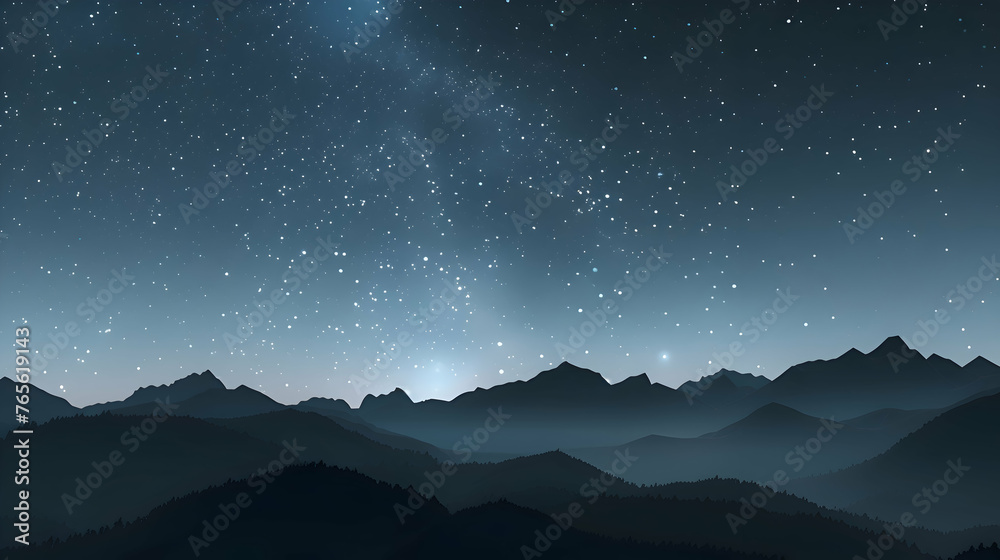 A star-filled sky above a silhouetted mountain range A star-filled sky above a silhouetted mountain range