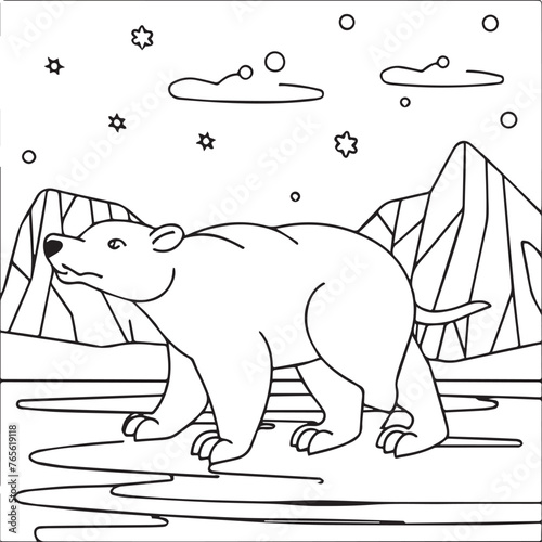 Polar Animals Coloring pages. Polar animal outline vector