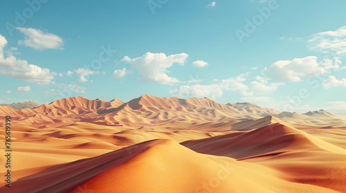 A surreal desert landscape with sand dunes stretching