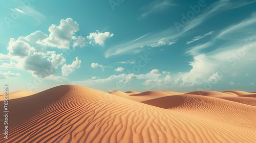 A surreal desert landscape with sand dunes stretching