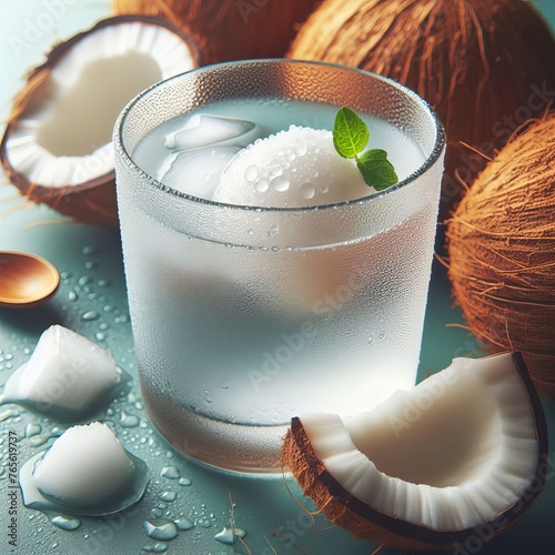 Coconut juice, Drink coconut water, Tropical summer iced drink
