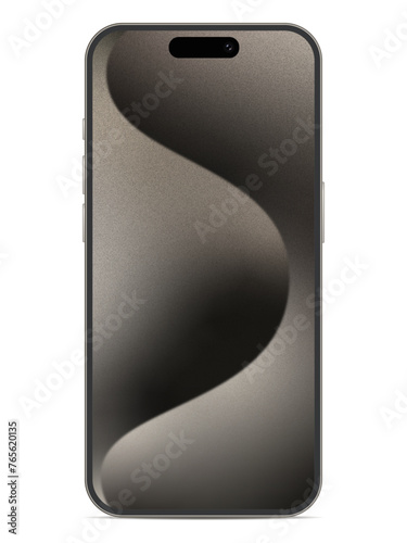 iPhone 15 Pro, Natural Titanium, front view, vector