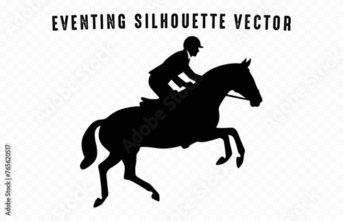 Eventing horse black Silhouette vector isolated on a white background