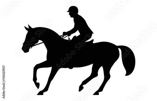 Eventing horse black Silhouette vector isolated on a white background