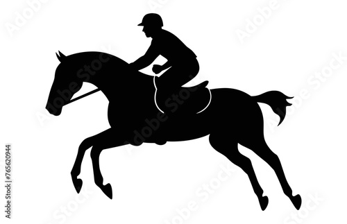 Eventing horse black Silhouette vector isolated on a white background