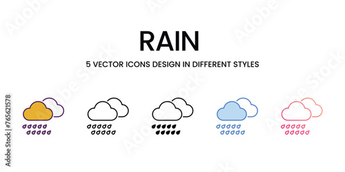 Rain icons set in different style vector stock illustration