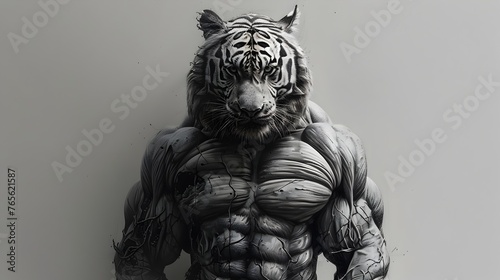Muscular and Powerful Tiger Growling with Intensity and Ferocity