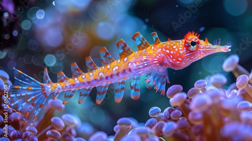  A sea horse in a sea anemone