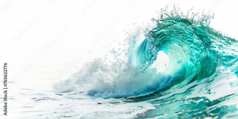 Fototapeta premium Nature's Majesty: A powerful turquoise wave curls magnificently, capturing the raw beauty and energy of the sea