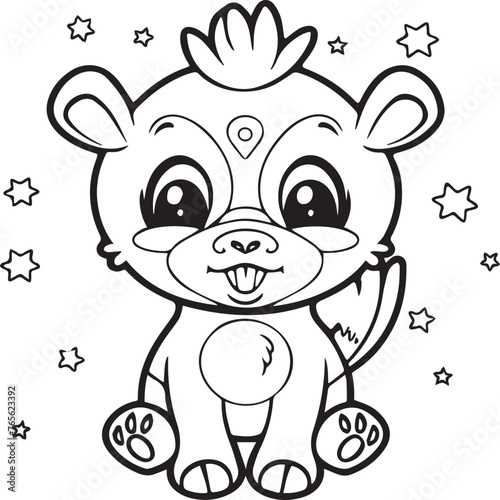 Fototapeta Naklejka Na Ścianę i Meble -  Cute baby animals coloring pages. Animals outline vector