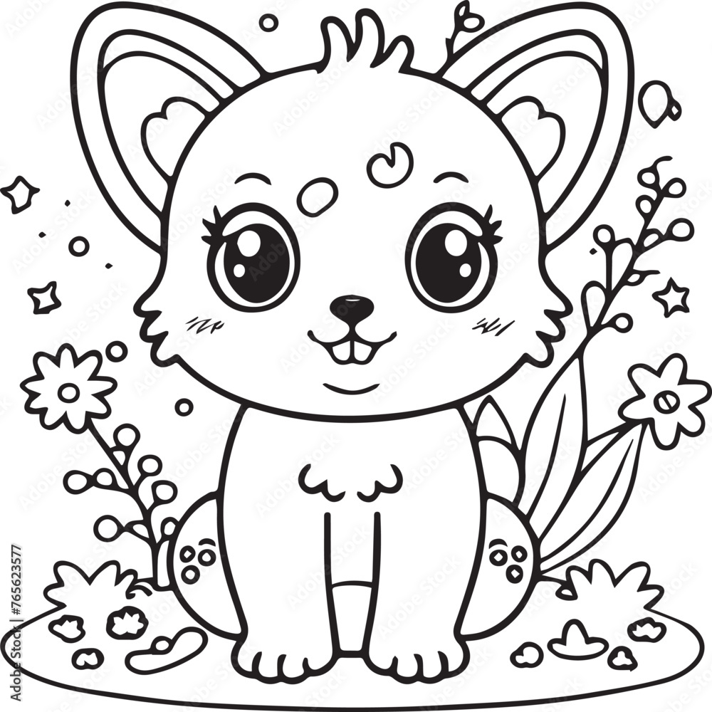 Fototapeta premium Cute baby animals coloring pages. Animals outline vector