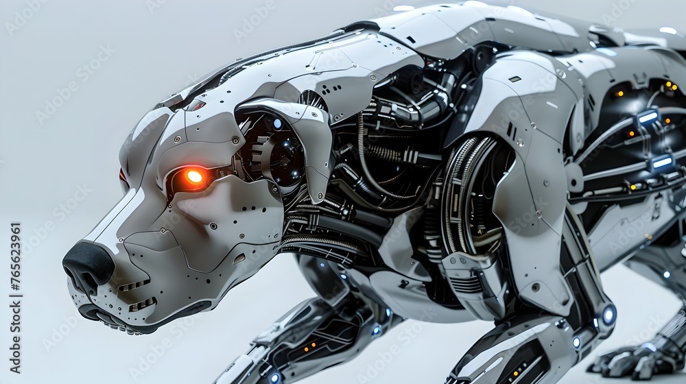 Fototapeta premium Highly Advanced Robotic Canine Predator with Futuristic Mechanical Design