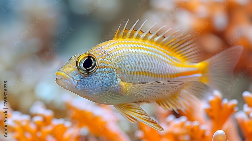  A photo captures a fish swimming near vibrant corals, surrounded by clear blue waters