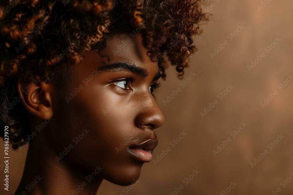 Young Black Man with Textured Natural Hair Portrait Young Black Man with Textured Natural Hair Portrait