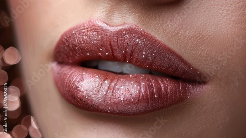  A picture of a woman with glitter on her lips