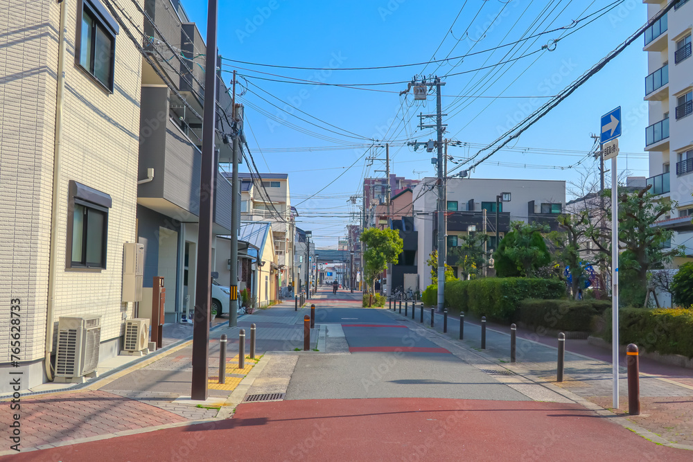 Beautiful view of Japan city street on sunny day