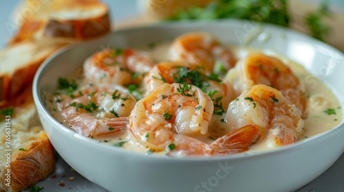 Baked with shrimp, bread and cheese