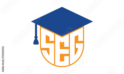 SEG initial letter academic logo design vector template. school college logo, university logo, graduation cap logo, institute logo, educational logo, library logo, teaching logo, book shop, varsity