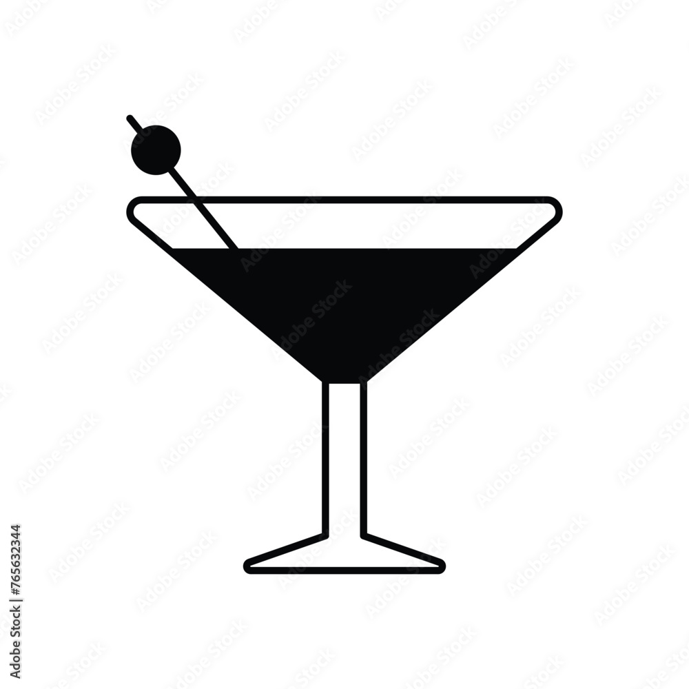 Black Solid Cocktail vector icon