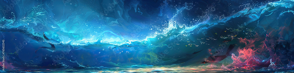 Fototapeta premium Ocean Symphony: Harmonizing Life Beneath the Waves in a Melody of Colors and Movements