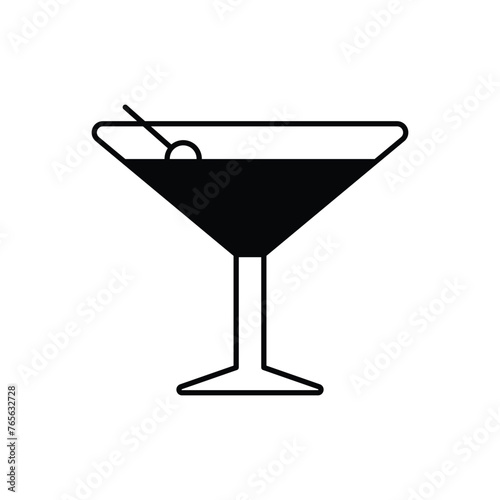 Black Solid Martini vector icon