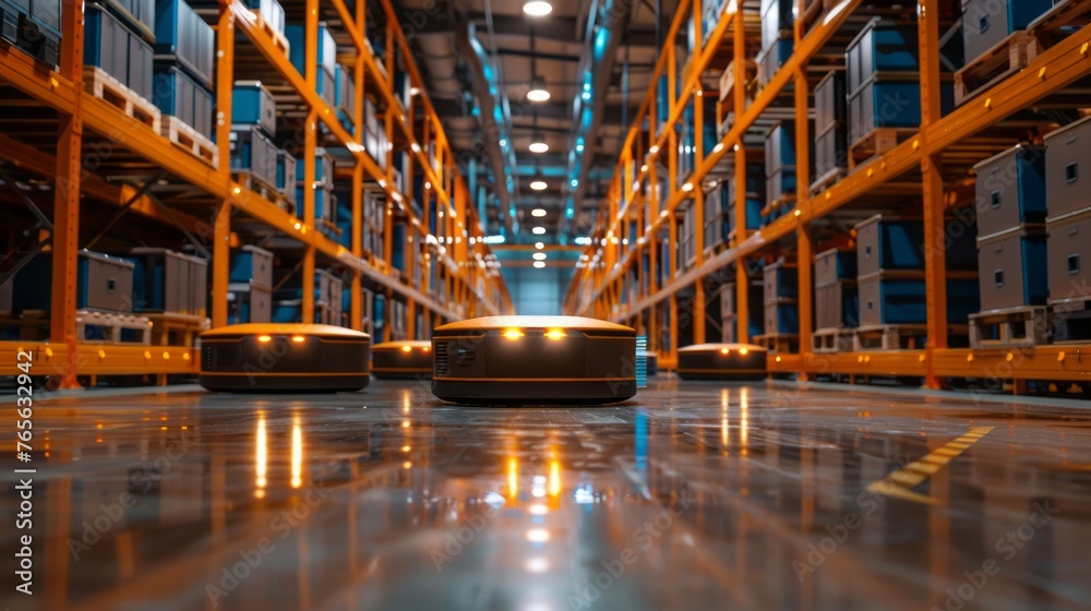 Fototapeta premium Automated Warehouse Logistics. Efficiency Illustrated with Advanced Technology