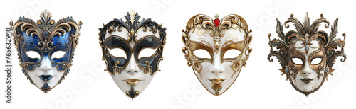 3D Rendering Pack of a Carnival Traditional Mask on Transparent Background - Ai Generated