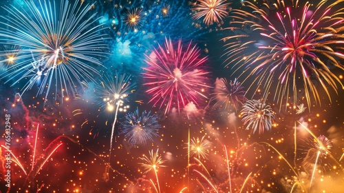 Carnival Fireworks Extravaganza. Dazzling Night Sky Illumination