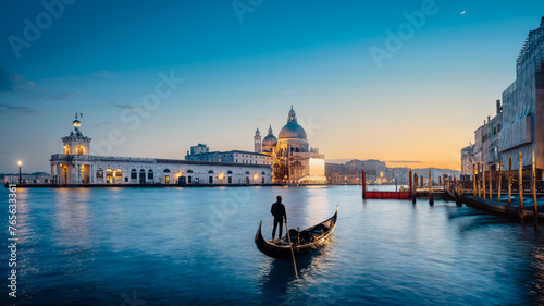 panoramic view at the grand canal of venice during sunset © frank peters
