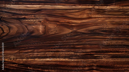 The image is of a dark wood grain. The wood grain is very detailed and has a rich, warm color. photo