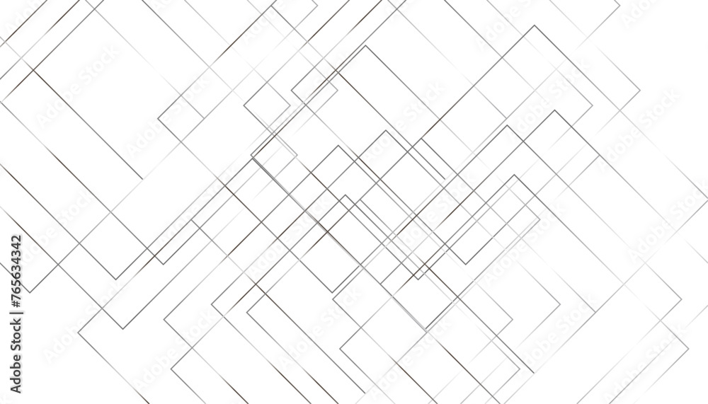 Abstract illustration of randomly arranged gray rectangle frames with soft shadows on white background. - obrazy, fototapety, plakaty 