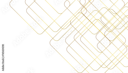 Abstract seamless pattern of randomly arranged golden rectangle frames with soft shadows on white background.