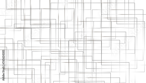 Abstract seamless pattern of randomly arranged white rectangle frames with soft shadows on gray background