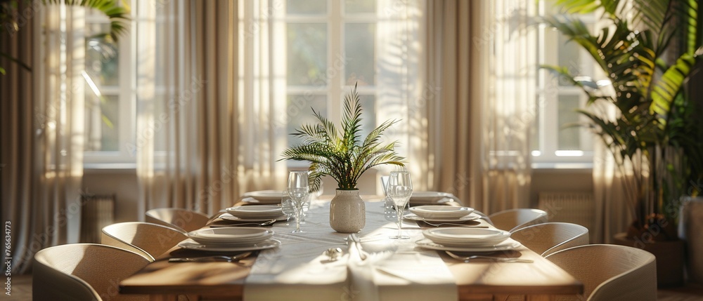 Elegant simple dining setup muted colors Elegant simple dining setup muted colors