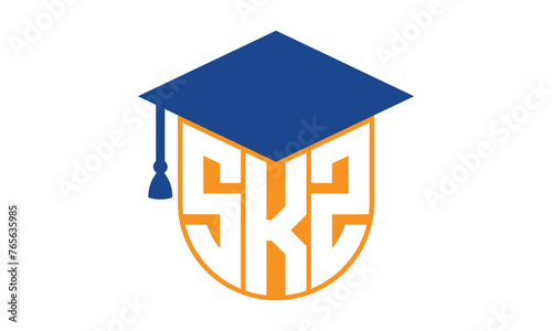 SKZ initial letter academic logo design vector template. school college logo, university logo, graduation cap logo, institute logo, educational logo, library logo, teaching logo, book shop, varsity photo