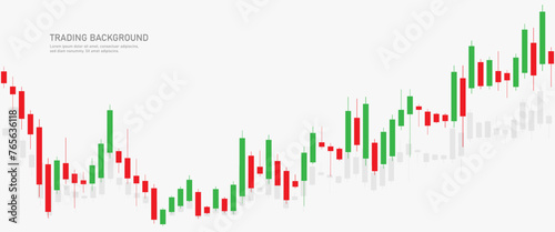 Trading candlestick chart of stock finance on a white background. Bullish point, uptrend of the chart. Vector illustration.
