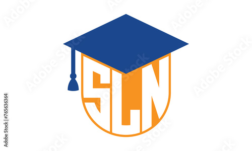 SLN initial letter academic logo design vector template. school college logo, university logo, graduation cap logo, institute logo, educational logo, library logo, teaching logo, book shop, varsity photo