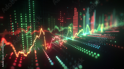 Dynamic Stock Market Trends: Electronic Display in Dark Atmosphere