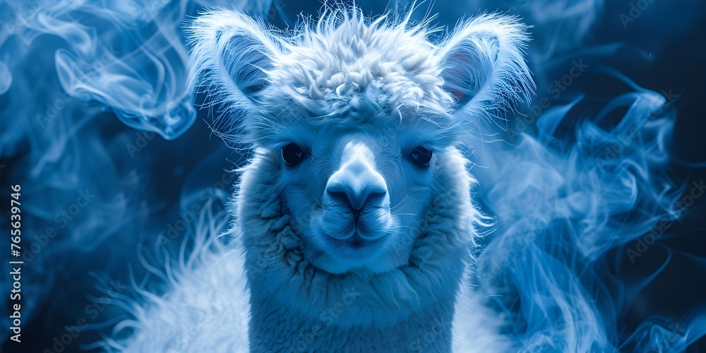 Obraz premium Ethereal Fiber-Optic Alpaca in Mystic Winter Mist