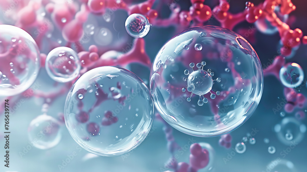 custom made wallpaper toronto digitalMicroscopic view of cells in an abstract science background, symbolizing medical research and the complexity of biological structures