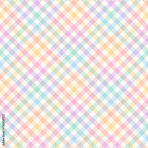 spring plaid or checked pattern, pastel easter plaid Rainbow Plaid Seamless Pattern Colorful plaid repeating seamless illustration suitable for fashion, interiors, Easter, baby shower decor.