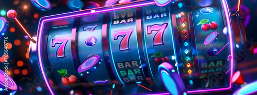 Vibrant Casino Slot Machine Winning with Lucky Sevens
