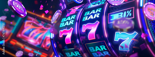 Vibrant Casino Slot Machine Winning with Lucky Sevens
