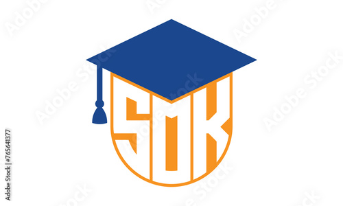 SOK initial letter academic logo design vector template. school college logo, university logo, graduation cap logo, institute logo, educational logo, library logo, teaching logo, book shop, varsity