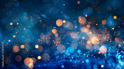 abstract blue background, blue glitter, shiny background with blurred bokeh, winter wallpaper
