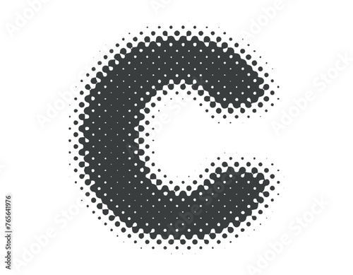 ハーフトーンのアルファベット　小文字　c
