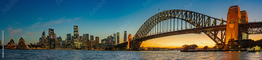 Naklejka premium Sydney, New South Wales, Australia; February 25, 2024 - Skyline of Sydney at sunset