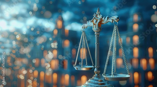 A concept of digital law based on the duality of Judiciary and Data in the modern world, Jurisprudence and Justice, Law scales on background of data center . Generative AI.